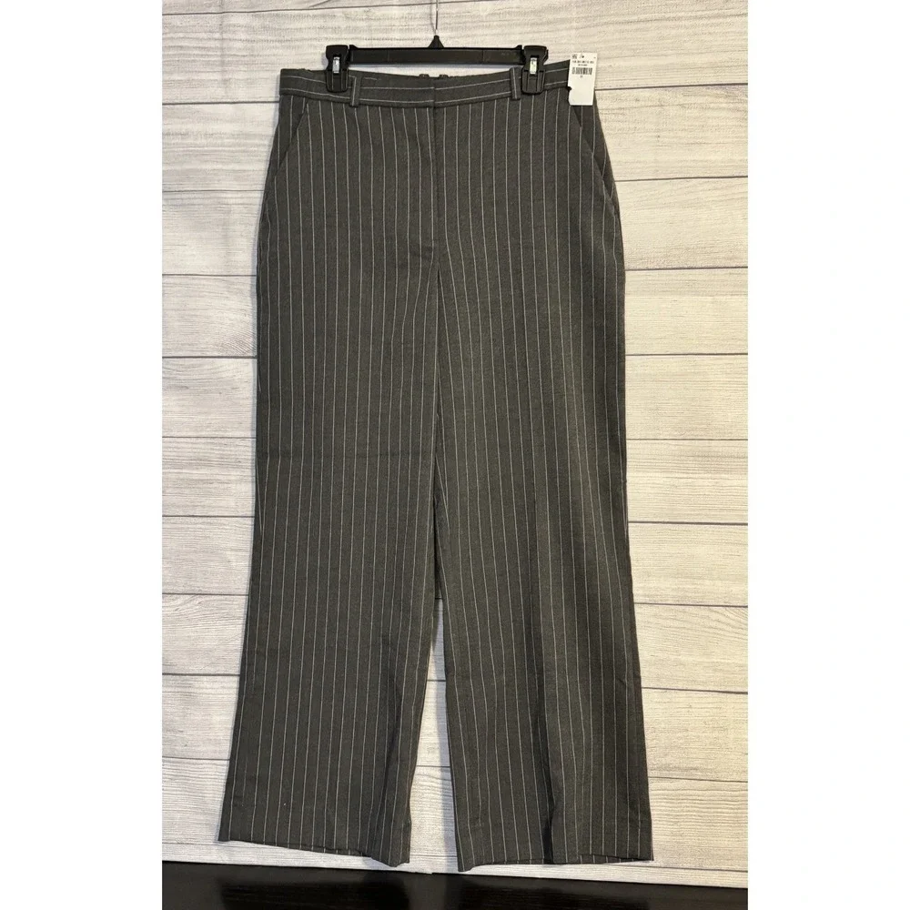 Abercrombie & Fitch Gray Pinstripe Pants Women's 31 Hook Zip NWT